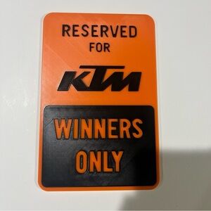 KTM Reserved Sign - Orange and Black